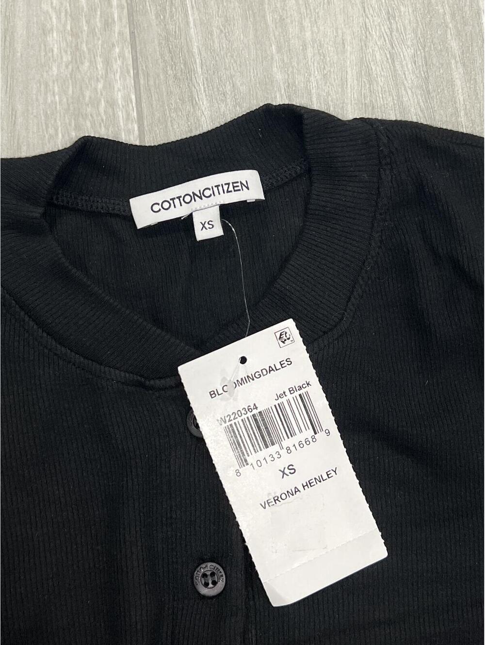 COTTON CITIZEN Verona Henley Shirt in Jet Black - Picture 3 of 4